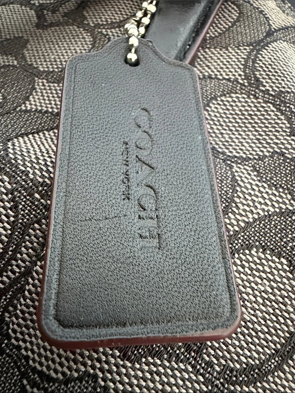 Coach F36625 Signature Gray Black Satchel Crossbody Shoulder Bag